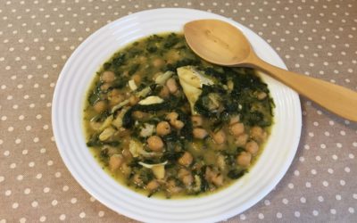 Potaje de garbanzos, bacalao y espinacas